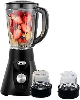 Electric Blender with 2 Grinders, Black, Clear Plastic Jug, 3 Pieces