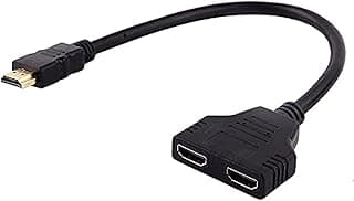 موزع HDMI 1 في 2 - محول ذكر إلى أنثى مزدوج بدقة 1080P لشاشات HDTV وLCD والبروجيكتور