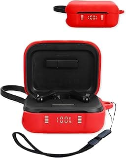 جراب لسماعات Soundcore P41i بخاصية إلغاء الضوضاء النشط، جراب سيليكون فاخر مقاوم للصدمات، منفذ الشحن سهل الوصول، إضاءة LED أمامية ظاهرة مع حبل تعليق، أحمر.