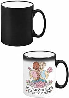 Color Changing Magic Coffee Mug 350ml – Sister Designs | Heat Reveal Ceramic Coffee Cup | Unique Gift for Sister | Surprise Mug for Coffee & Tea | مج سحري تصميم للأخت