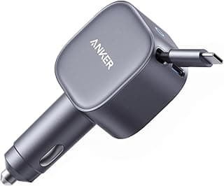 شاحن سيارة نانو (75 وات، كابل USB-C قابل للسحب) للايفون، سامسونج، أندرويد، الموبايلات، اللابتوب، والايباد