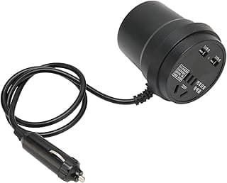 محول طاقة للسيارة 150 وات ABS أسود، يحول من DC 12V-24V إلى AC 110V-220V مع 2 منفذ USB