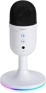 ميكروفون من مارفو موديل MIC-06 باللون الأبيض، يدعم اتصال USB، مقاوم للانزلاق، متوافق مع أجهزة الكمبيوتر الشخصي
