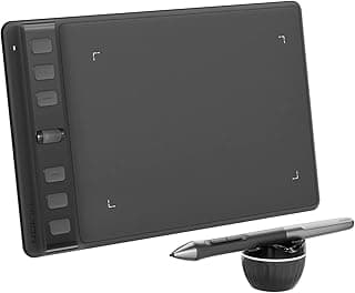 تابلت رسومات انسبايروي 2 اس من هيون، 6 مفاتيح ضغط وسكرولر وقلم رقمي ديجيتال PW110، تابلت رسم 16 × 9.9 سم، أسود