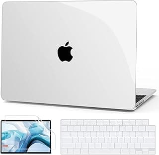 جراب G JGOO متوافق مع ماك بوك برو 14 بوصة إصدار 2021 A2442 بشريحة M1 Pro / M1 Max مع Touch ID، جراب لابتوب بلاستيك شفاف صلب للحماية + غطاء كيبورد + واقي شاشة