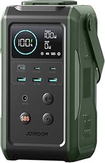 جوي رووم باور بانك JR-PBF10 100 واط 75000 مللي امبير في الساعة بسعة كبيرة للغاية مع ضوء قابل للسحب، اخضر زيتوني