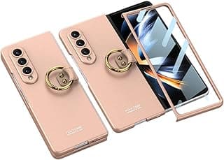 جراب سامسونج Galaxy Z Fold 4، جراب رفيع جداً مع حلقة، جراب حماية كامل مع واقي شاشة مدمج، جراب مقاوم للصدمات لهاتف سامسونج Galaxy Z Fold 4 5G 2022 - ذهبي ميست