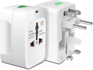 Universal Travel Adapter Plug Converter for Worldwide Socket, Supports Over 150 Countries, White, Type A, B, C, E, F, G, I, J, Adapter