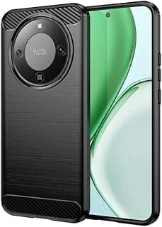جراب TPU كربون فايبر مضاد لبصمات الأصابع ومضاد للصدمات لـ Honor X9D (أسود)