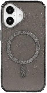 Magnetic Case Compatible for iPhone 16, Clear Glitter Full Body Protective Cover Slim TPU Transparent Shockproof Bling Phone Case, Black
