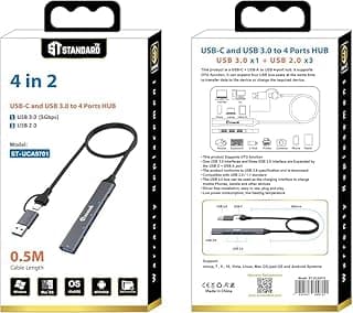 موزع USB بـ4 منافذ من خليط معدني من الألومنيوم موديل UC-9701 من هب ST-STANDARD