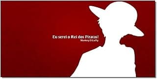 بوستر توضيحي للحائط من القماش بتصميم انيمي ون بيس لوفي يقول EU Serei O Rei Dos Piratas خلفية حمراء لديكور المنزل والغرفة P-1 مقاس 20 × 40 انش (50 × 100 سم)