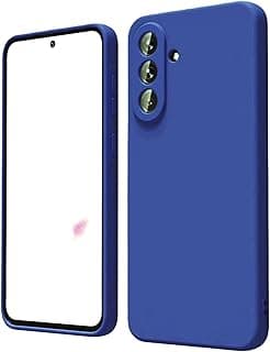 جراب سيليكون سائل لهاتف سامسونج Galaxy M55 5G مع حماية للكاميرا وبطانة مايكروفايبر (كحلي)