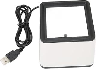 ماسح باركود مكتبي 1D 2D، قارئ باركود سلكي USB بدون استخدام اليدين مع إضاءة LED، ماسح QR كود للسوبر ماركت، المكتبة، ومتاجر التجزئة