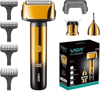 ماكينة حلاقة VGR 3 في 1، ماكينة تشذيب شعر، شاشة LED، قابلة للشحن، ماكينة حلاقة ذقن، ماكينة حلاقة حواجب 0 مم للرجال V-367 V-365