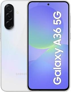 سامسونج هاتف ذكي جالكسي ايه 36 الجيل الخامس 5G، ذاكرة تخزين 256GB، ذاكرة RAM 8GB، ابيض رائع، 6 تحديثات لنظام التشغيل، شاشة كبيرة، معالج ثماني النواة (اصدار محلي)