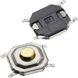 زر طاقة - سويتش زر ضغط لحظي صغير عالي الأداء، رأس نحاسي، 4 سنون، SMD (4mm x 4mm x 1.9mm)