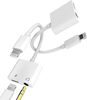 محول Lightning إلى 3.5mm للسماعات (عبوة من 2) - ملحقات كابل AUX لهاتف ايفون 14 13 وايباد - سماعة وراديو سيارة وشاحن - وصلة سماعة مزدوجة