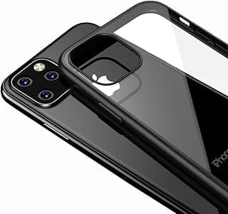 Case for iPhone 11 Pro, Slim Black Silicone Soft TPU Bumper and Transparent Hard PC Case Anti-Scratch, Anti-Shock Cover 5.8 Inch - Clear