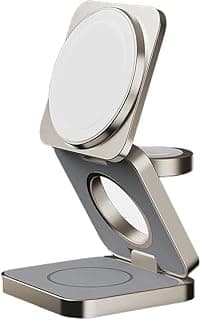 قاعدة شحن Mag Go 3in1 متوافقة مع MagSafe - تيتانيوم