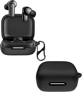 جراب سيليكون لسماعة Anker soundcore P30i مع ميدالية، ناعم ومرن، جراب رفيع جداً مقاوم للصدمات ومضاد للسقوط، لون أسود