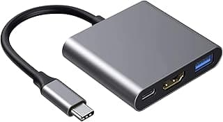 محول USB C إلى HDMI، محول 3.1 Type-C إلى HDMI منفذ شحن هاب 3 في 1، محول USB-C رقمي AV متعدد المنافذ لـ ابل iPhone 15/ MacBook Pro/iPad Pro/Switch