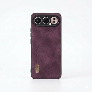 جراب جلد فاخر للحماية بتصميم انيق متوافق مع (Honor 500 Pro) مضاد للبصمات، مصنوع من جلد صناعي كلاسيكي عتيق (احمر نبيذي)