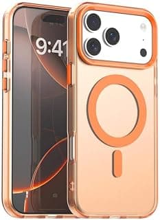 Case for (Compatible with For iphone 17 Pro) Magnetic Charging, Ultra Thin Shockproof Matte Hard PC Mobile Phone Case, Translucent Soft Silicone TPU Bumper Protective Case (Orange)