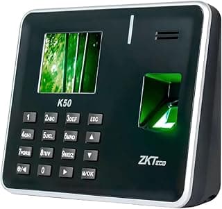 ZKTec.o K50 Pro Biometric Fingerprint Time Attendance System, 2.8 Inch TFT Screen, 3000 Fingerprint Capacity, TCP/IP USB, 138x183x45.5mm