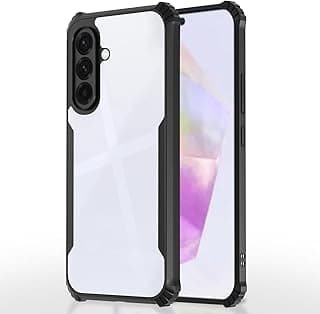 جراب سامسونج Galaxy A56 خلفي مضاد للصدمات شفاف مع حماية 360 درجة وحماية للكاميرا (أسود)