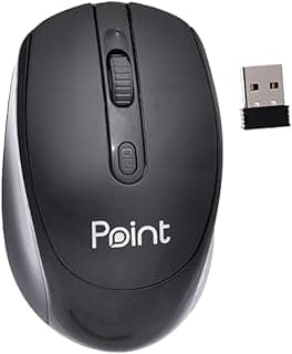 ماوس لاسلكي بلاستيك Point PT-125 خفيف الوزن مع مستقبل صغير وتردد 2.4 جيجاهرتز - اسود