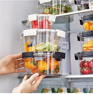 KITCHENOO Food Storage Containers, Airtight Plastic Box for Keeping Fresh Food, Microwave Heating Lunch Box, Refrigerator Fresh Food Storage Box (600-1400-2600) ml