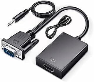 محول VGA الى HDMI ذكر انثى مع مقبس صوت 3.5 ملم FHD 1080P لتوصيل شاشة الكمبيوتر واللابتوب والكمبيوتر المكتبي وتلفزيون اتش دي أسود من فينتيكو