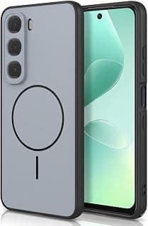 جراب متوافق مع Infinix Hot 60 (4G) - جراب حماية فاخر هجين - ظهر صلب مضاد للخدش وحواف سيليكون مرنة (رمادي جرافيت)
