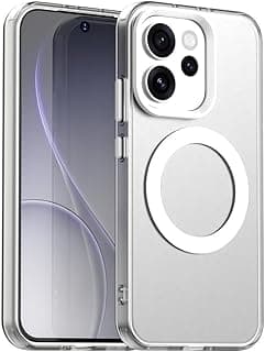 جراب مغناطيسي للهاتف متوافق مع اوبو Reno 15 pro max يدعم الشحن اللاسلكي، جراب حماية مقاوم للصدمات (أبيض)