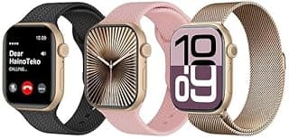 HainoTeko SQ17 Smart Watch with AMOLED Display 3 Pair Straps and Wireless Charger Designed for Ladies (Gold)