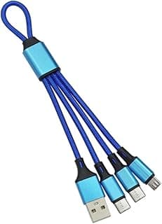ميدالية مفاتيح MySouq-Store بكابل شحن 3 في 1 تايب سي لهواتف ابل 13 12 11 XS X XR، كابل شحن مايكرو USB وتايب سي (ذهبي)