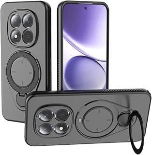 Silky Shield Case Cover Compatible with Xiaomi Redmi Note 15 Pro 5G – Shockproof TPU Cover with 360° Rotating Ring Holder, Magnetic Car Mount, Anti-Drop (Black)