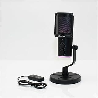 مايكروفون جيمنج NP-M02 RGB بمنفذ USB/Type-C مع خاصية عزل الضوضاء، أسود