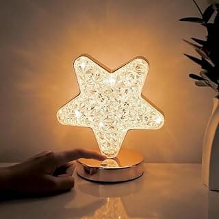 أباجورة كريستال ستار، إضاءة ليلية LED، مصباح مكتب ديكوري باللمس، أبيض دافئ