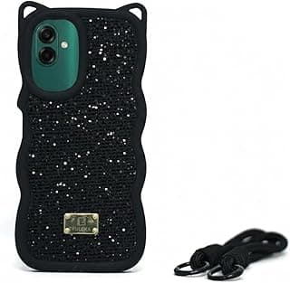 Diamond Glitter Case for (Samsung A07) Bling Glitter Diamond Sparkle Case Crystalline Luxury Curly Wave Glitter Sparkle Cute Case Soft Silicone Shiny Star Fun Aesthetic (Black)