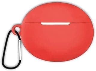 جراب حماية سيليكون لسماعات Huawei FreeBuds 6i - غطاء ناعم مضاد للصدمات مع مشبك تعليق، مانع للانزلاق ومقاوم للغبار (أحمر)