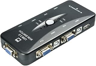 محول كيه في ام بـ 4 منافذ USB 2.0 من توبو متوافق مع شاشة الكمبيوتر وشاشة مشاركة الفيديو والكيبورد والماوس (KVM41UA)