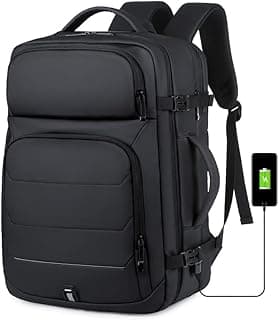 Expandable Laptop Backpack 27L for Men & Women – Waterproof Multi-Purpose Backpack with USB Port & Anti-Theft Design – Fits 17 Inch Laptop – RAL2201, BlacK