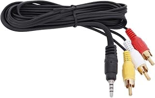 (3 قطع) كابل تحويل صوت وفيديو 3.5mm إلى 3 RCA AV بطول 1.5 متر | كابل تحويل صوت وفيديو AUX ذكر 5mm إلى RCA | تصميم متين | تركيب سهل | أداء موثوق | للإصلاح