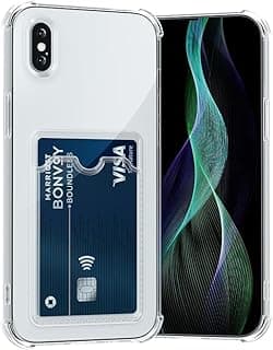 Compatible iPhone X/XS Case with Visa Card Holder Clear Mist Simple Slim Hard PC Bumper Card Slot Back Cover for iPhone X/XS