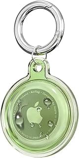 Protective Case Compatible with AirTags, Waterproof TPU Holder Case, Shockproof Anti-Scratch Cover with Keyring and Metal Catabiner, Tag Holder Protective Cover for Kids, Key, Bag, Luggage (Green)