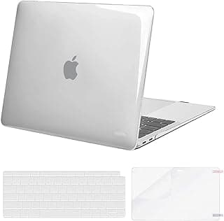 جراب MOSISO متوافق مع ابل MacBook Air 13 بوصة إصدار 2020 2019 2018 موديل A2337 M1 A2179 A1932، جراب صلب بلاستيكي للحماية مع كفر كيبورد وواقي شاشة، شفاف