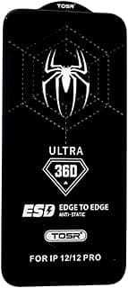 Spider 9H Anti Static Full Coverage Tempered Glass Screen Protector With 3D Black Edge And Scratch Resistant Fits Iphone 12 /12Pro - Transparent