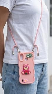 Elegant Back Case With a Distinctive Cartoon Design Compatible With The Phone Infinix Smart 4 With A Crossbody Chain - A Great Choice For Girls - Multicolor -170